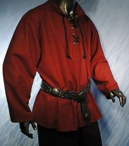 IMEX-MODEN Stehkragenhemd Mittelalterhemd - Farbe: weinrot - Gre: S