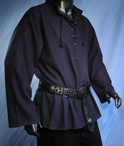 IMEX-MODEN Stehkragenhemd Mittelalterhemd - Farbe: dunkelblau - Gre: S