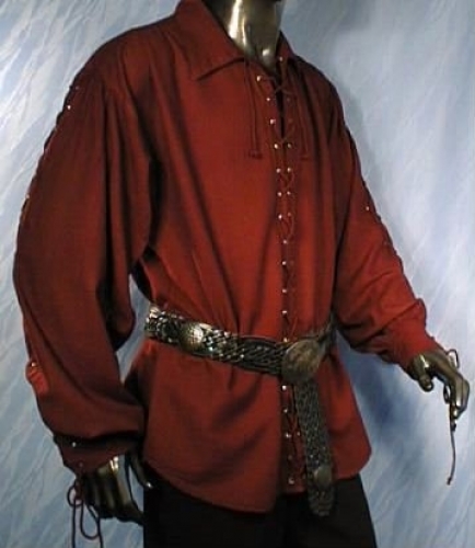 IMEX-MODEN Piratenhemd, geschnrt - Farbe: weinrot - Gre: S