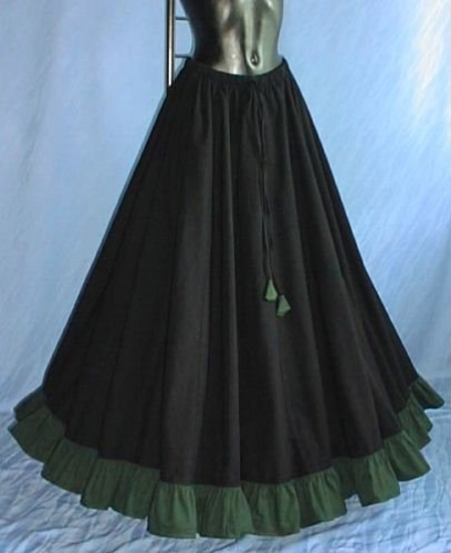IMEX-MODEN Mittelalterrock mit farbigem Saum - Gre: Einheitsgre - Farbe: schwarz/grn