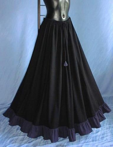 IMEX-MODEN Mittelalterrock mit farbigem Saum - Gre: Einheitsgre - Farbe: schwarz/blau