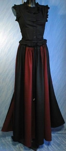 IMEX-MODEN Mittelalterrock gestreift - Farbe: schwarz/weinrot - Gre: Einheitsgre