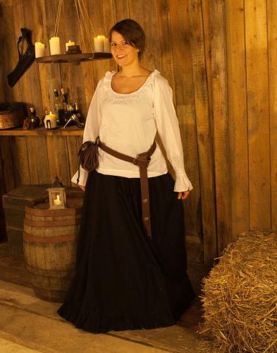 IMEX-MODEN Mittelalterrock mit Rschensaum - Farbe: schwarz - Gre: Einheitsgre