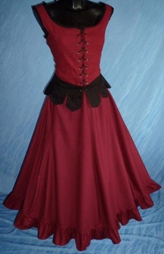 IMEX-MODEN Mittelalterrock mit Rschensaum - Farbe: weinrot - Gre: Einheitsgre