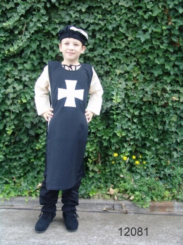 LEONARDO CARBONE Waffenrock der Tempelritter fr Kinder - Gre: Einheitsgre - Farbe: schwarz/wei