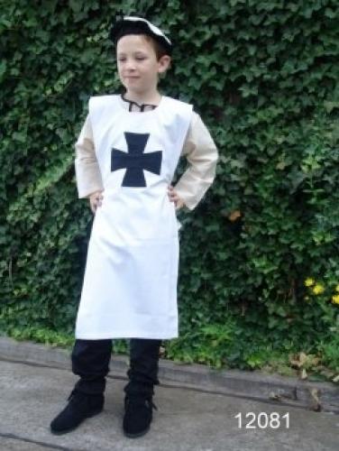 LEONARDO CARBONE Waffenrock der Tempelritter fr Kinder - Gre: Einheitsgre - Farbe: wei/schwarz