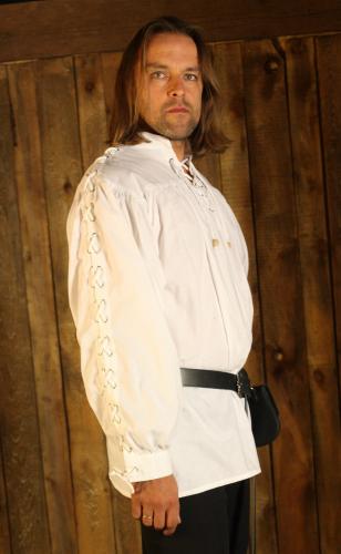 LEONARDO CARBONE Mittelalter-Hemd, rmel geschnrt - Gre: S - Farbe: wei