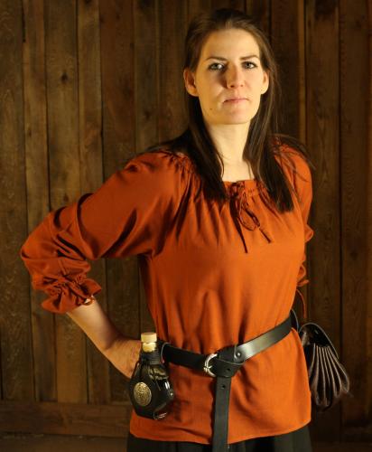 LEONARDO CARBONE Mittelalterbluse, Piratenbluse - Gre: S - Farbe: rostbraun