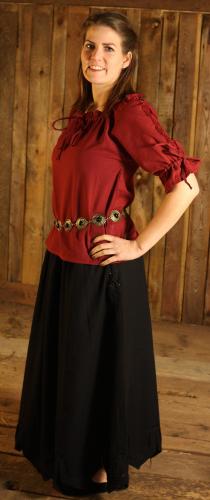 LEONARDO CARBONE Mittelalterbluse mit Spitze, Kurzarm - Farbe: weinrot - Gr��e: S