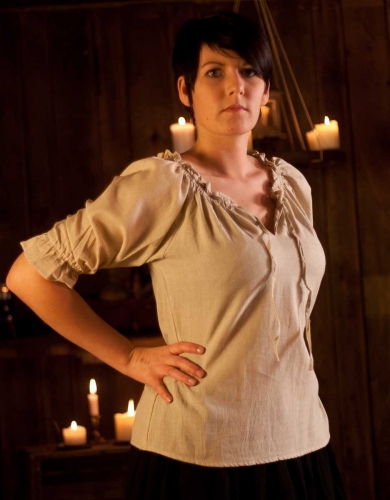 LEONARDO CARBONE Mittelalterbluse, kurze �rmel - Gr��e: XL - Farbe: dunkelbraun