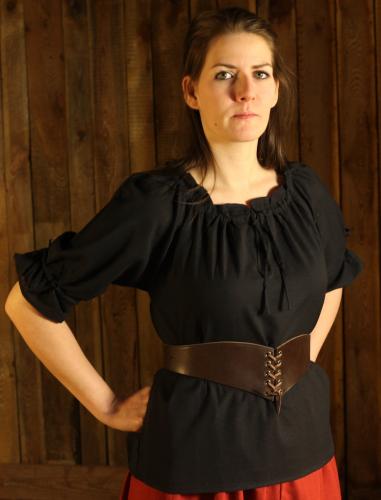 LEONARDO CARBONE Mittelalterbluse, kurze �rmel - Farbe: schwarz - Gr��e: XS