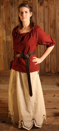 LEONARDO CARBONE Mittelalterbluse, kurze �rmel - Farbe: weinrot - Gr��e: XS