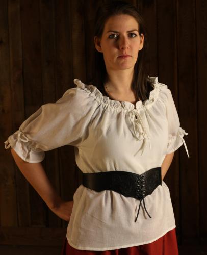 LEONARDO CARBONE Mittelalterbluse, kurze �rmel - Farbe: wei� - Gr��e: XS