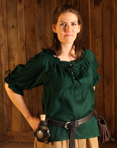 LEONARDO CARBONE Mittelalterbluse, kurze �rmel - Farbe: gr�n - Gr��e: XS