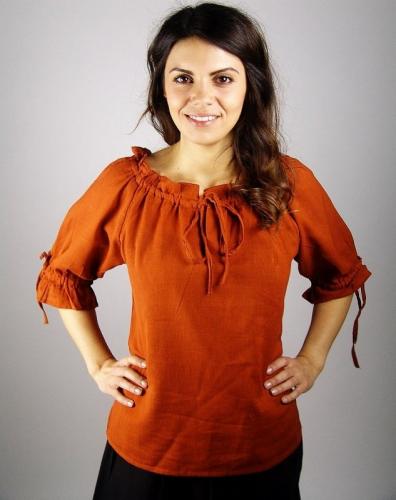 LEONARDO CARBONE Mittelalterbluse, kurze �rmel - Gr��e: XS - Farbe: rostbraun