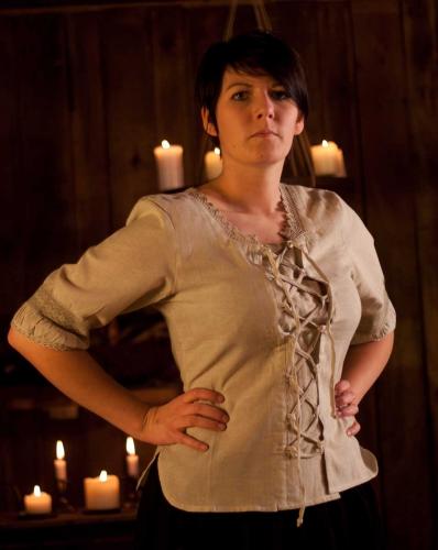 LEONARDO CARBONE Mittelalterbluse Kurzarm - Farbe: weinrot - Gr��e: XXL