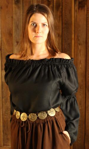 LEONARDO CARBONE Mittelalter-Bluse - Gr��e: S/M - Farbe: schwarz