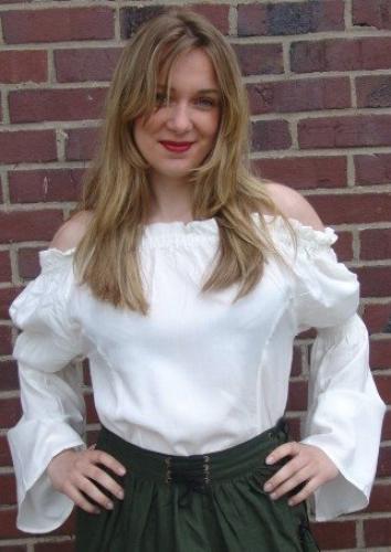 LEONARDO CARBONE Mittelalter-Bluse - Gr��e: S/M - Farbe: wei�