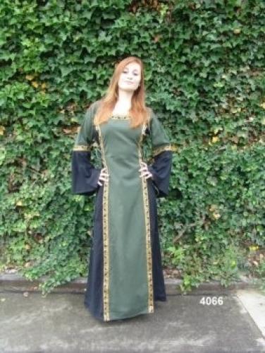 LEONARDO CARBONE Mittelalterkleid mit seitlicher Schn�rung - Gr��e: S - Farbe: schwarz/gr�n