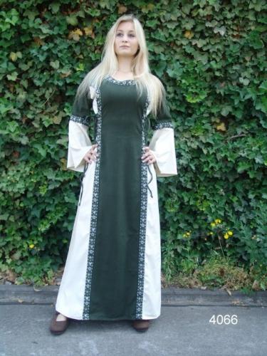 LEONARDO CARBONE Mittelalterkleid mit seitlicher Schn�rung - Gr��e: S - Farbe: natur/gr�n