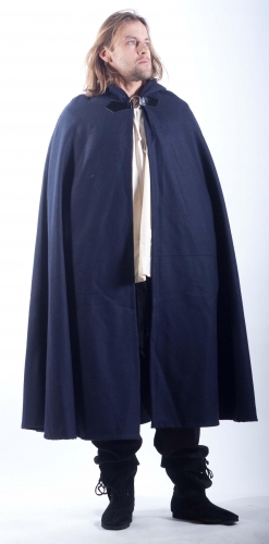 LEONARDO CARBONE Umhang aus Wolle mit Metallschlie�e - Farbe: dunkelblau - Gr��e: Einheitsgr��e