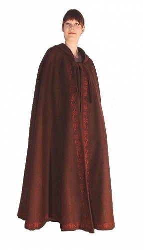 LEONARDO CARBONE Umhang aus Wolle mit langer Kapuze und Stickerei - Gr��e: Einheitsgr��e - Farbe: dunkelbraun