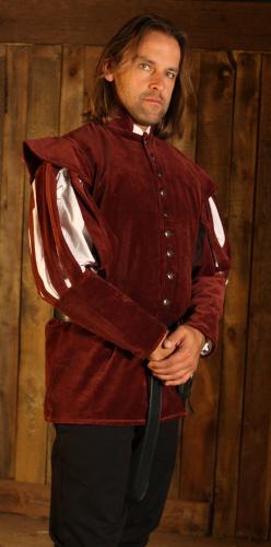 LEONARDO CARBONE Wams aus Baumwollsamt - Farbe: weinrot - Gr��e: S