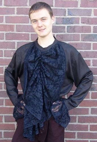 LEONARDO CARBONE Spitzenr�schenhemd - Farbe: schwarz - Gr��e: S