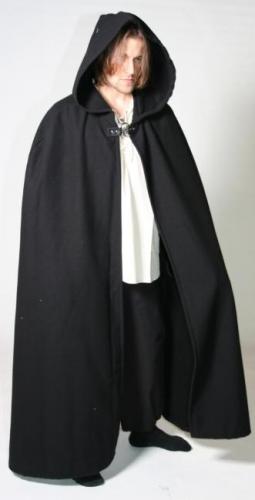 LARP FASHION CAPES Woll-Umhang mit Wolfskopf-Schliee in berlnge - Farbe: schwarz - Lnge: 180cm