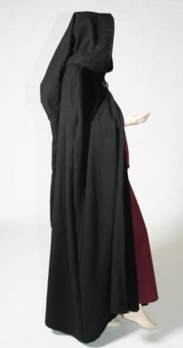LARP FASHION CAPES Woll-Umhang mit Gugelkapuze in berlnge - Farbe: schwarz - Lnge: 160cm