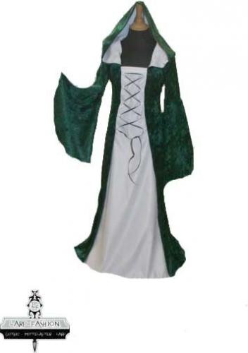 LARP FASHION KLEIDER Mittelalterkleid fr Kinder grn/wei - Gre: 9-12 Jahre