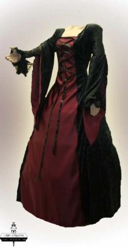 LARP FASHION KLEIDER Mittelalterkleid Halloween Spitzenrmel - Gre: XL
