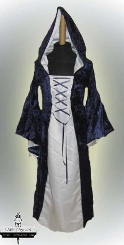 LARP FASHION KLEIDER Mittelalterkleid fr Kinder weinrot/wei - Gre: 6-9 Jahre - Farbe: blau/wei