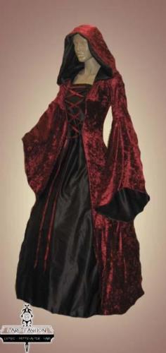LARP FASHION KLEIDER Mittelalterkleid Elben bordeaux/schwarz - Gre: XXL