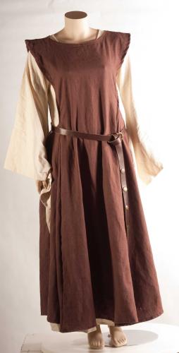 LARP FASHION KLEIDER Hllenfensterkleid Leinen - Farbe: dunkelbraun - Gre: XS