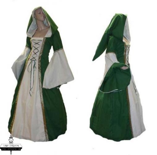 LARP FASHION KLEIDER Mittelalterkleid Baumwolle grn/natur - Gre: 4XL