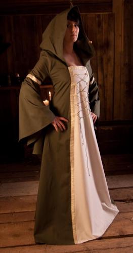 LARP FASHION KLEIDER Mittelalterkleid khaki/natur - Gre: L