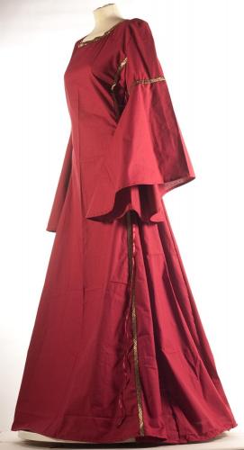 LARP FASHION KLEIDER Mittelalterkleid weinrot Baumwolle - Gre: L
