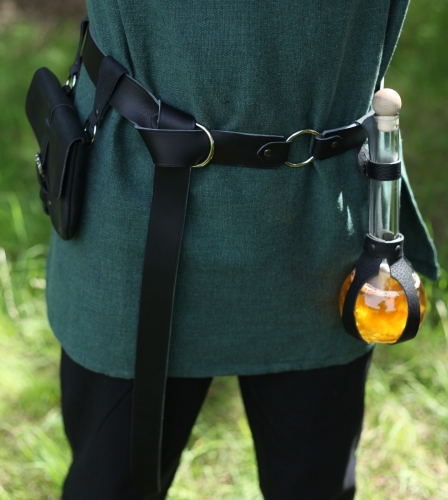 PERA PERIS Mittelalter Ringgrtel lang, 4cm - Farbe: schwarz