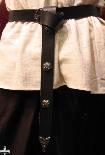 PERA PERIS Mittelalter Langgrtel mit Ziernieten 4cm - Farbe: schwarz