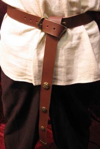 PERA PERIS Mittelalter Langgrtel mit Ziernieten 4cm - Farbe: dunkelbraun