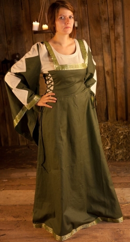 BRES Mittelalterkleid Zweilagen-Look - Gre: Einheitsgre - Farbe: grn/natur
