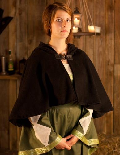 LARP FASHION CAPES Woll-Gugel mit Wolfskopf-Schliee - Farbe: weinrot