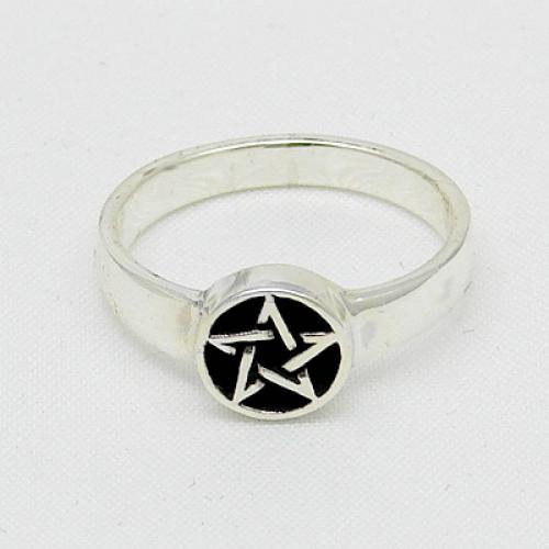 MEGALITH Silberring Pentagramm klein - Ringgr��e: 60