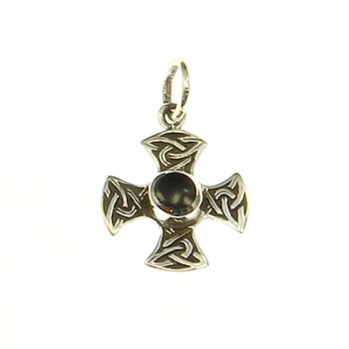 MEGALITH Silberanh�nger keltisches Kreuz mit Stein