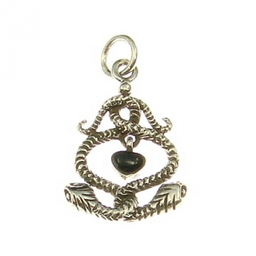 MEGALITH Silberanh�nger 2 Schlangen mit schwarzem Herz