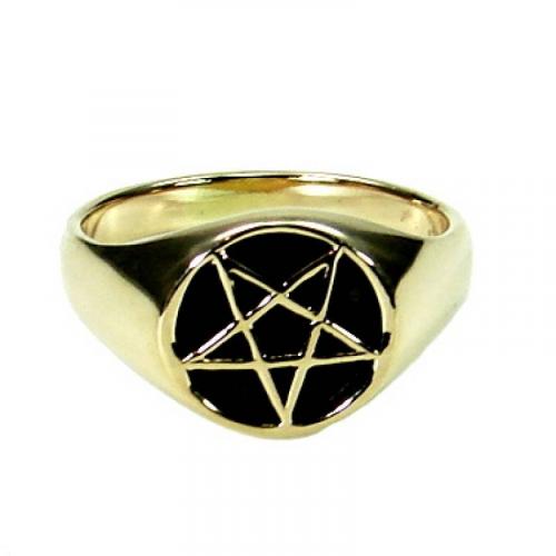 MEGALITH Bronzering Pentagramm gedreht - Ringgre: 68