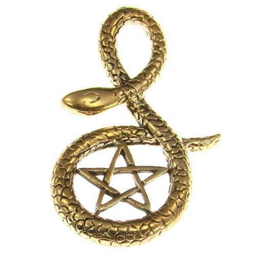 MEGALITH Bronzeanhnger Schlange mit Pentagramm