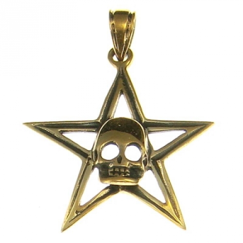 MEGALITH Bronzeanhnger Pentagramm mit Totenkopf