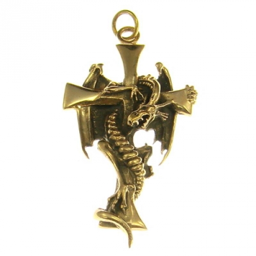 MEGALITH Bronzeanhnger Drache/Kreuz